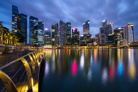 singapur，城市，夜晚