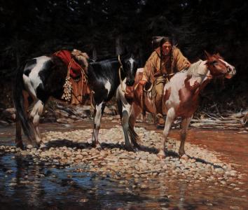 约翰福塞特近期访问者，印第安人，马匹，美国