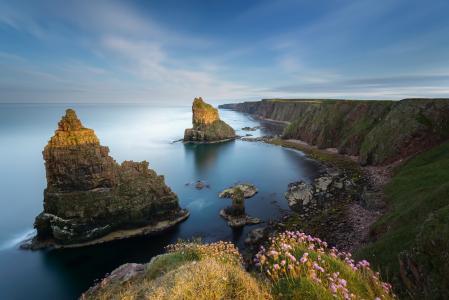 Duncansby Stacks，凯恩斯，苏格兰，北海，北海，苏格兰，岩石，海岸，海洋