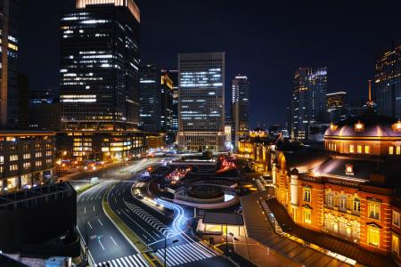 东京，东京，日本，城市，夜晚，灯光，建筑物