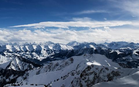 山，雪，阿尔卑斯山，天空