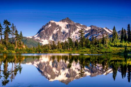 山，国家荒野地区，Picture湖，地方，美国，华盛顿