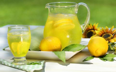 喝，柠檬，水果