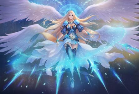 女神，天使，翅膀，女孩，冰，幻想