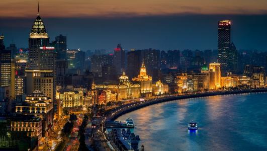上海，上海，夜景，上海，亚洲，中国