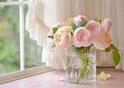 玫瑰，花束，花瓶