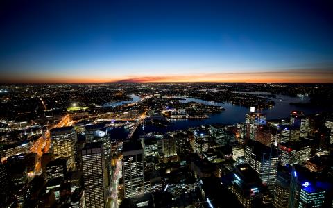 悉尼，澳大利亚，夜晚的城市，全景，悉尼，澳大利亚