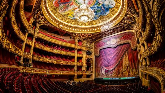 现场，大厅，剧院，歌剧，枝形吊灯，巴黎