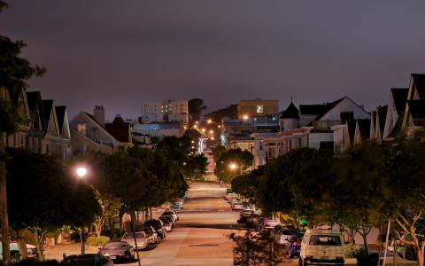 加州，街道，夜晚，火，皮尔斯街，旧金山，加利福尼亚州