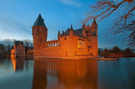 赫斯韦克城堡，荷兰，海斯威克城堡，荷兰，城堡，护城河，水
