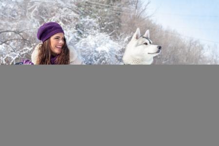 狗，雪，女孩，性质，冬天