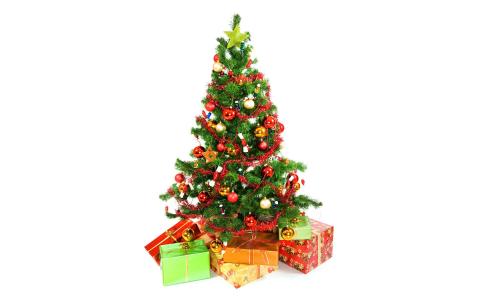 圣诞树，冷杉，玩具，金属丝，礼品