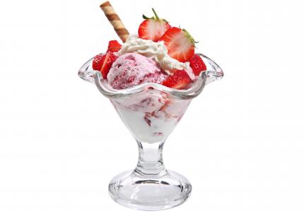 冰淇淋，浆果，草莓