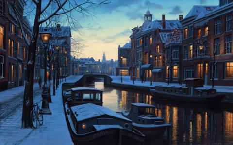冬季的阿姆斯特丹