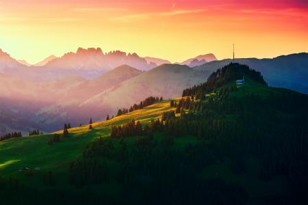 山，山，瑞士，无线电塔