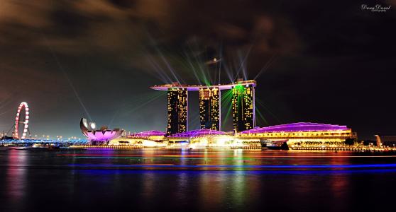 新加坡，新加坡，夜晚的城市