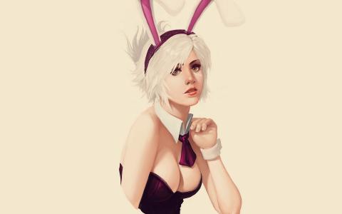 女孩，兔子，耳朵