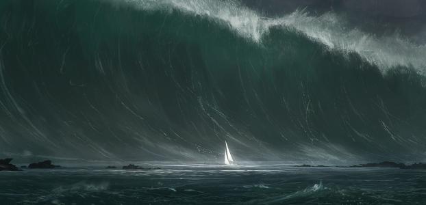 海，风暴，风帆，船舶，波浪