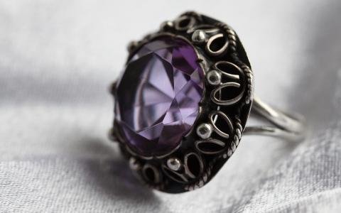 戒指，紫水晶，银饰，首饰，石材