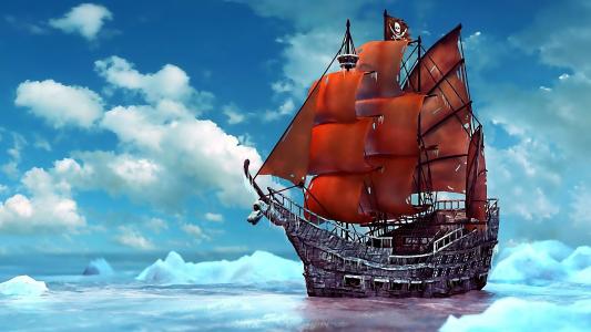 海盗船，冰，雪