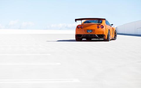 GT-R，橙色，日产，橙色，r35，后方，日产