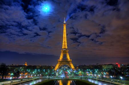 埃菲尔铁塔，法国，城市，夜