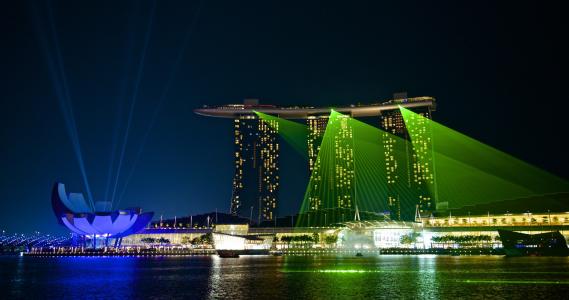 酒店，滨海湾金沙，新加坡，新加坡，激光表演