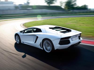 兰博基尼Aventador，白色，跑车，赛道，兰博基尼Aventador LP700-4