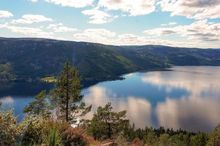 山，湖，挪威，景观