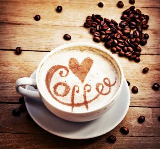 心，爱，心，咖啡，谷物，咖啡，杯