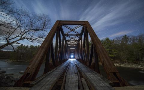 桥，夜晚，大自然