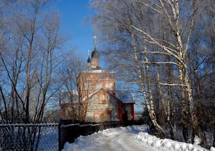 村庄，雪，路，教堂