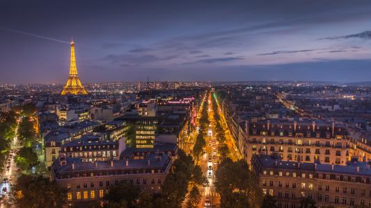 巴黎，城市，夜晚，灯光，夜晚的城市，埃菲尔铁塔
