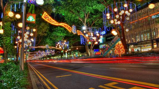 圣诞节，新年，新加坡乌节路上的装饰品