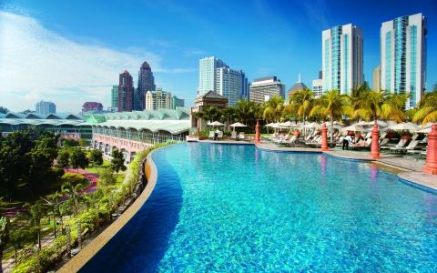 吉隆坡，游泳池，棕榈树，天空，吉隆坡