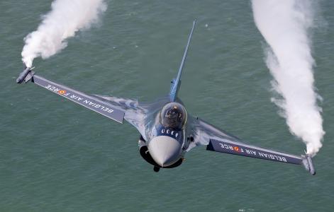 F-16，战斗机，水，海，飞行，一般动力F-16战斗猎鹰