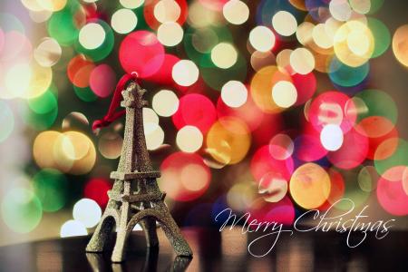 散景，灯，艾菲尔铁塔，新年，圣诞快乐