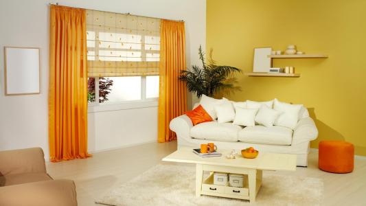 沙发，设计，室内，家具，橙色，风格