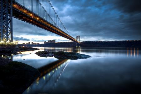 乔治华盛顿大桥，曼哈顿，新泽西州，哈得逊河