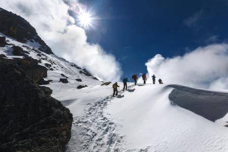 尼泊尔，山，云，雪，云，游客