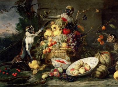 Frans Snyders，猴子偷果，绘画
