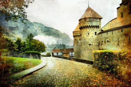 童话城堡，景观，道路