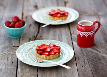 草莓，浆果，馅饼，甜点