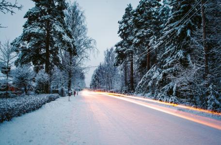 耐力，自然，道路，雪，冬天