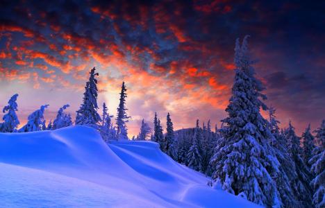 山，云，天空，自然，雪，冬天