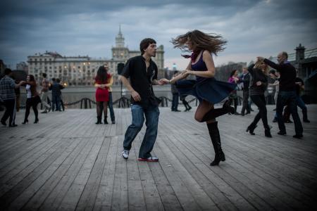 夫妇，城市，莫斯科，跳舞