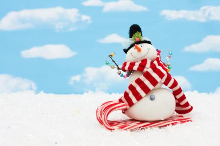 云，雪，新年，天空，圣诞节，围巾，雪人，假期