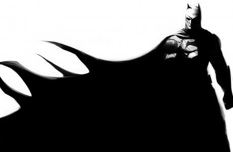 蝙蝠侠，布鲁斯韦恩，黑色西装，雨衣，面具，看，背景，黑色，漫画，游戏，幻想