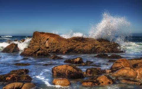 石头，冲浪，海