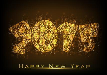 新的一年，金，新年快乐，2015年，快乐